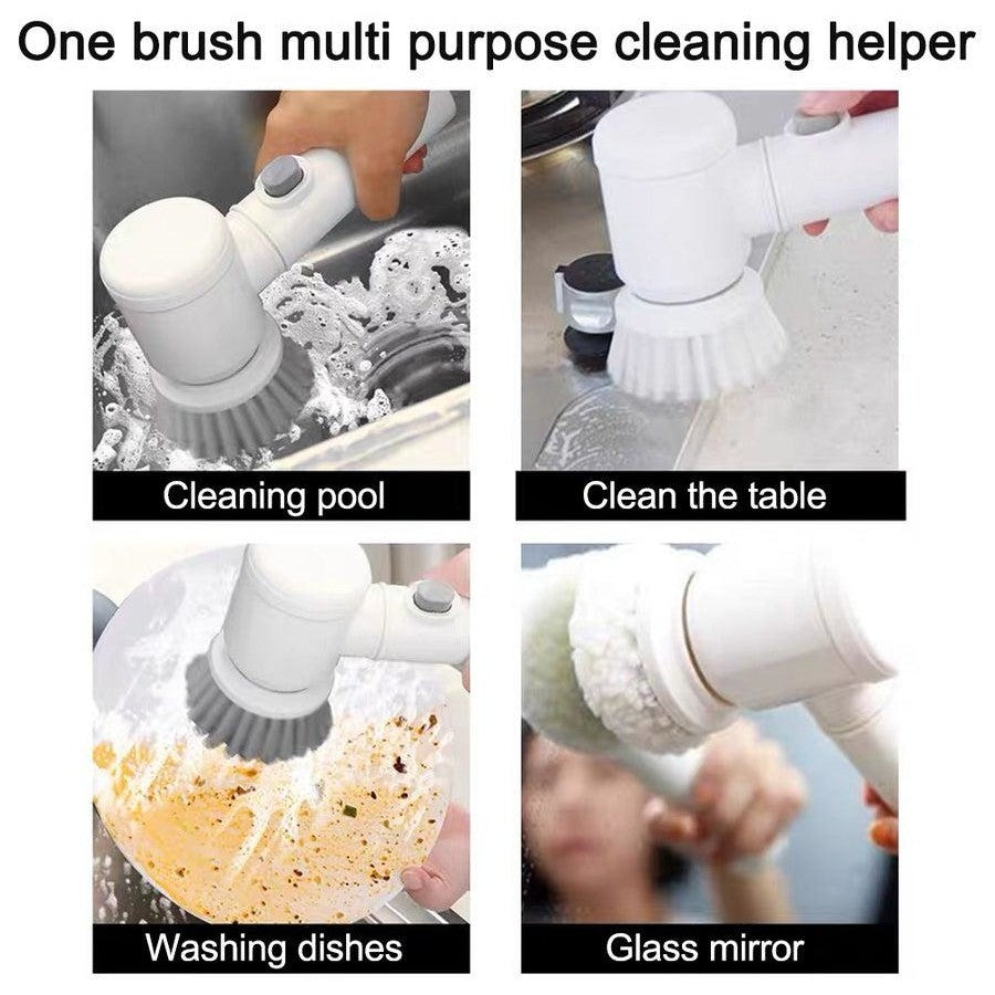 Multifunctional Electric Brush 5in1 Handheld Electric Cleaning Brush For Bathroom Tile And Tub Kitchen Washing Too