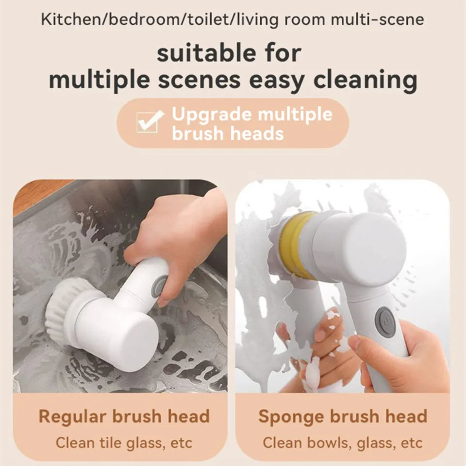 Multifunctional Electric Brush 5in1 Handheld Electric Cleaning Brush For Bathroom Tile And Tub Kitchen Washing Too