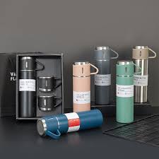 Free shipping for you Limited-time offer Stainless Steel Vacuum Flask Set with 2 Cups - 500ml Insulated Thermal Bottle for Hot and Cold Beverages, Ideal for Business and Personal Use, Interior Decoration-Compatible